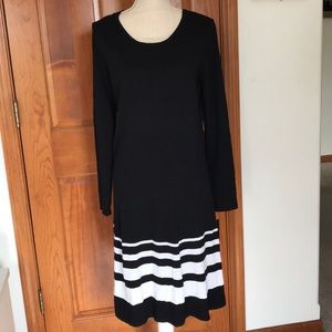 NWT AB Studio Black Sweater Dress w/ White Stripes